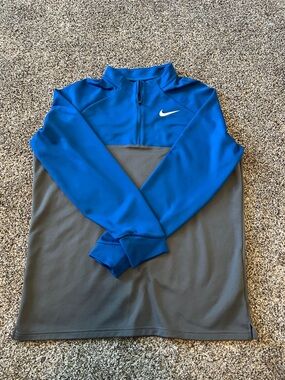 Nike Royal Blue and Gray Half-Zip Pullover